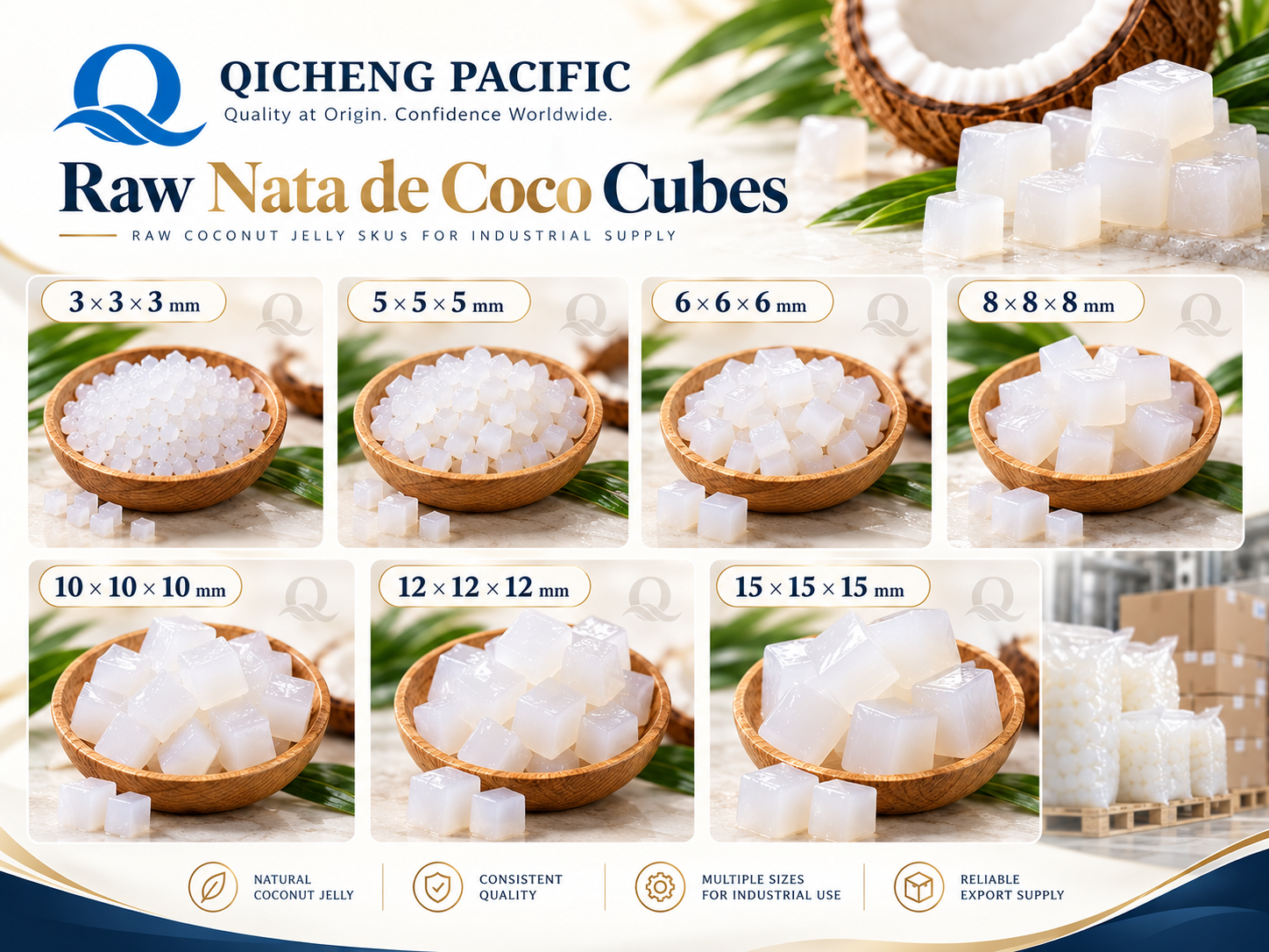 Nata de coco cubes